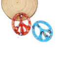 Flat Round Peace Sign Milefiori Lampwork Pendants 12pcs/box, MC0021